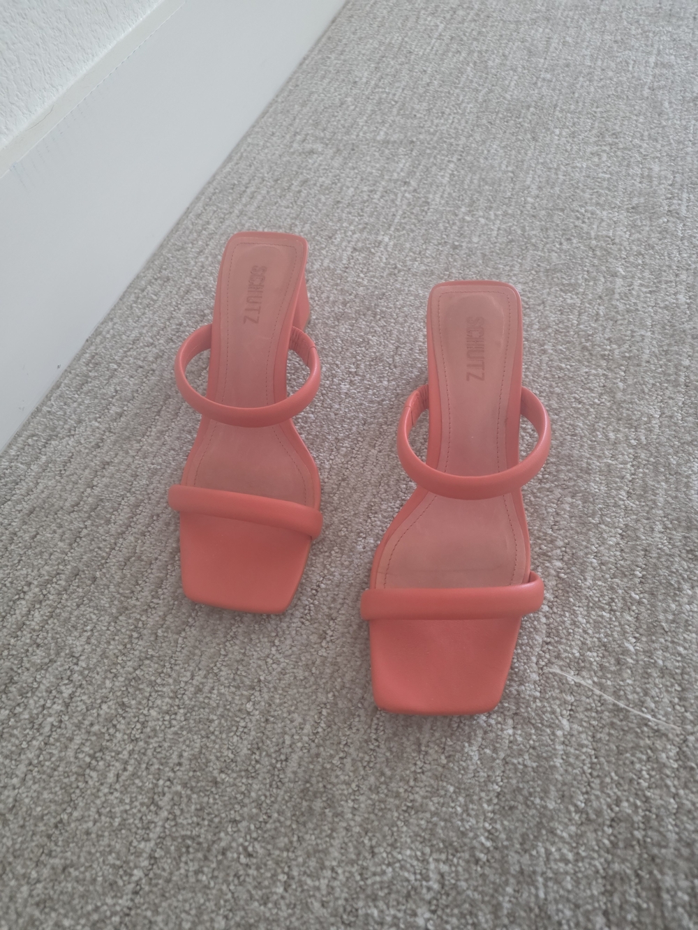 SCHUTZ Coral Double-Strap Square-Toe Heeled Sandals